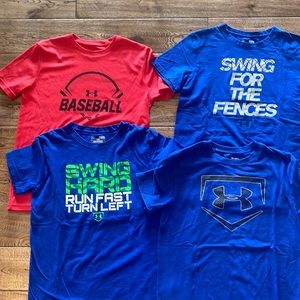 Lot of 5 boys baseball theme tees.